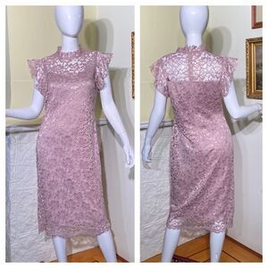 En Focus Pink Lace Sheath Dress